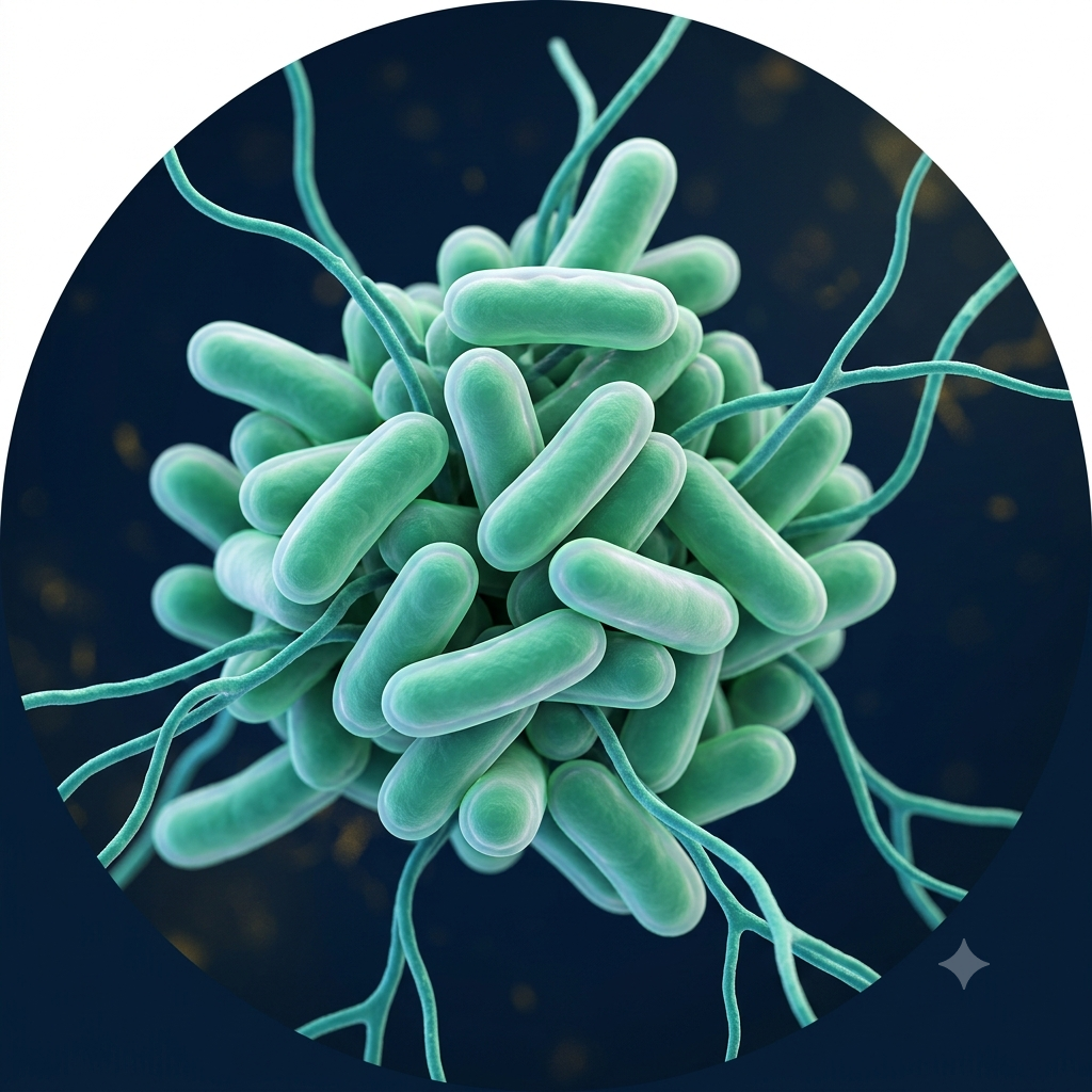 Bacterial culture under magnification